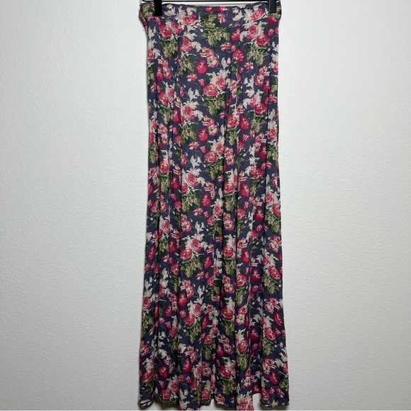 VTG 90s Ultra Pink Women Ditsy Floral‎ Maxi Skirt Small Pink Feminine Dainty - Picture 1 of 9